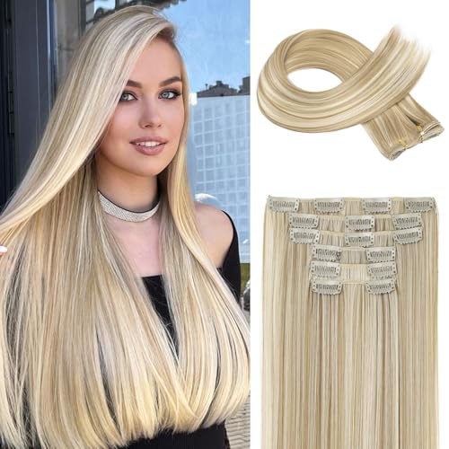 FLUFYMOOZ 6PC Clip in Hair Extensions, 6-teiliges...