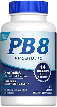 PB8 Probiotic | 14 Billion CFU | 120 Capsules | 8 Strains | for Women and Men | Gluten, Soy, and Milk Free Supplement