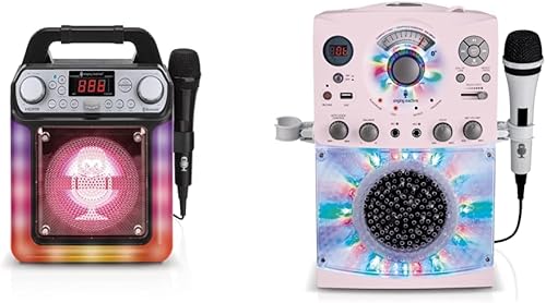 Singing Machine SML652BK Mini sistema de karaoke portátil con ranura HDMI con Bluetooth y efectos de cambio de voz, negro y sistema de karaoke