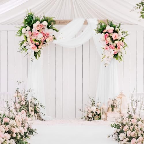 JASFLY 75cmx800cm Mariage Arche Tenture, Tenture Mariage pour Décoration de Mariage Toile de Fond Rideau de Gaze (Blanc)