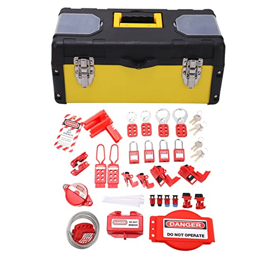 Electrical Lockout Tagout Kit High Temperature Circuit Lock Outs Set with Tool Box for Safety Padlocks,Srity Power Supply