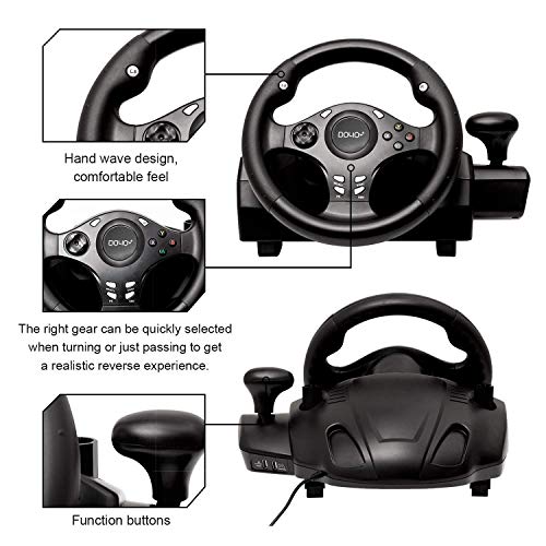 Doyo R270-4 Gaming Racing Wheel, Steering Wheel For Pc, 270 Degree Driving Force Sim Game Steering Wheel With Responsive Gear And Pedals For Pc/Ps3/Ps4/Xbox One/Xbox 360/Nintendo Switch/Android thumb #3