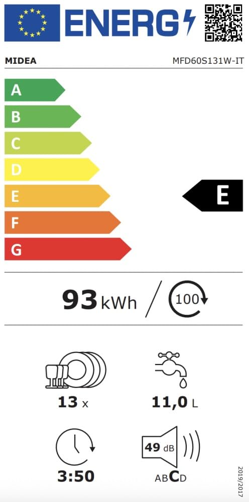 Midea Lavastoviglie Libera Inst.13 Coperti E Bianco Mfd60s131w-it