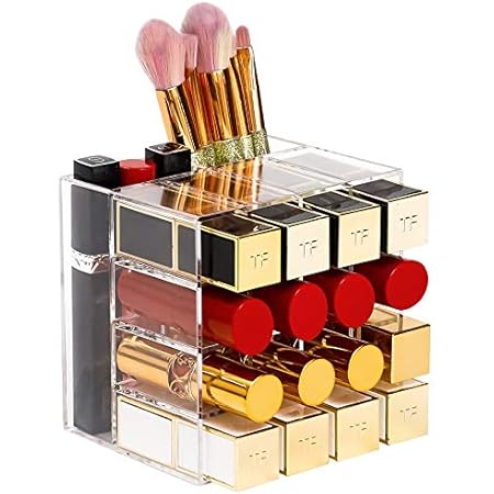 Amazon 加强版 矩形 リップ リップスティッ 口紅 収納 スタンド かわいい 大容量16本 縦 横両方収納 メイク コスメ 化粧品 ボックス 女子へのギフト V Hanver メイクボックス 通販
