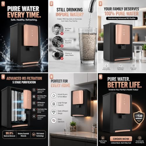 Image of AQUAULTRA Multi-Stage RO+UV+Trio Copper+Zinc+Alkaline Water Purifier for Home | 9L Transparent Tank | ISI Certified RO Water Purifier Filter | 13-15 LPH | For Modular & Smart Kitchens