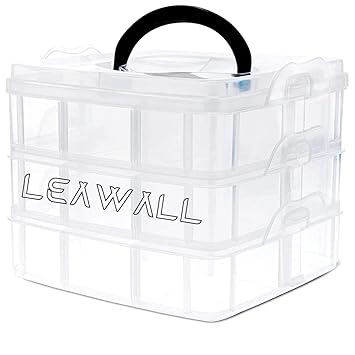 Leawall 3 Layers 18 Grid Plastic Transparent Jewelry/Makeup/Cosmetic Storage Box Portable Jewelry Box Accessories for Earrings Ring (Transparent)