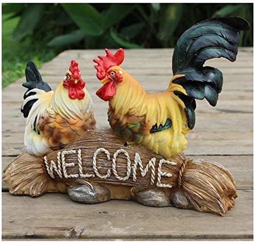 WLVG Hen Rooster Garden Sculpture DOORER Statue 10.62"x 2.75" x 8.26"