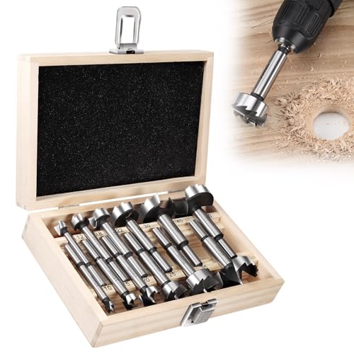 eROOSY 12PCS Wood Hole Cutter Drill Bit Set 10-50mm Forstner Drill Bit Set for Hardwood Softwood Plastic Plywood with Storage Case