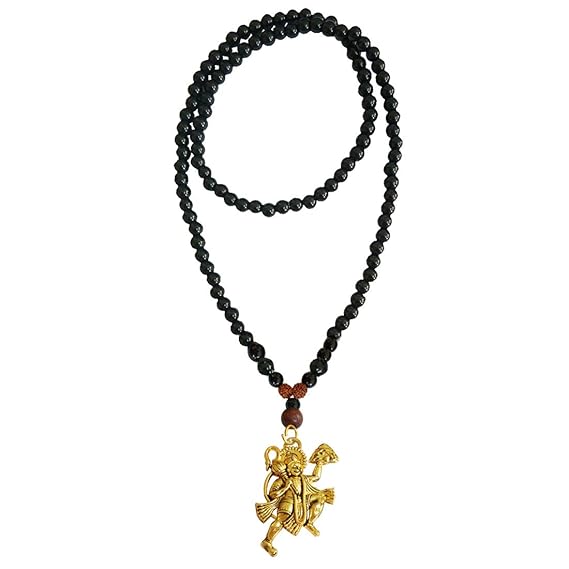 RICH AND FAMOUS Multicolour Brass Pawan Putra Hanuman Onyx Beads Mala for Men and Boys
