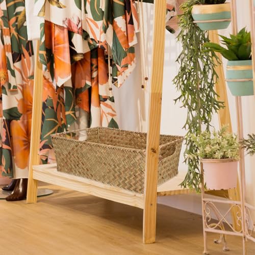 Cesta tejida de hierba de estera artesanal y resistente de tamaño pequeño 6