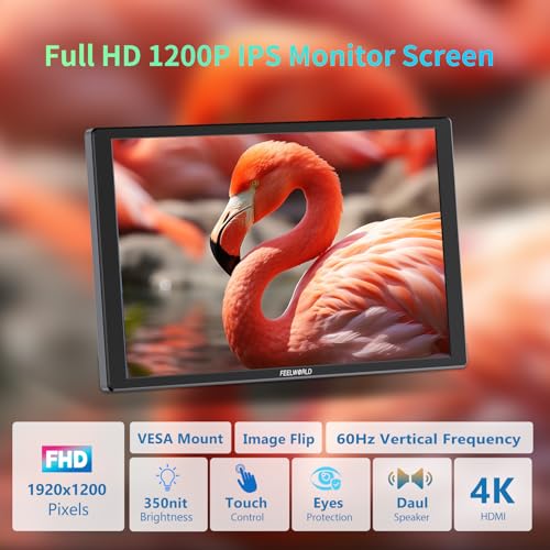 Image of FEELWORLD D10 10.1inch 1920x1200 Telepromter Monitor Build-in Speakers 75mm Vesa,Image Flip Portable Touchscreen HDMI Monitor Compatible for for PC, Camera, Game Console