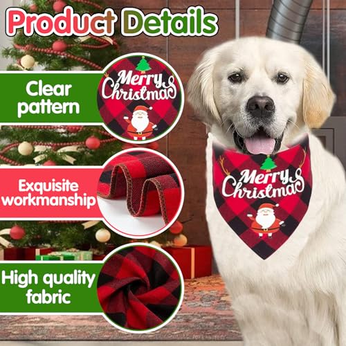 Weihnachten Hundehalstuch, 2 Stück Plaid Bandana, Dreieck Halstuch für Hunde und Katzen, Süße Haustier Accessoires
