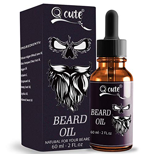 QQcute Beard Oil for Men Gifts-for Healthy Beards,Made of Organic Argan & Jojoba Oils - Shine and Fuller Beards & Mustache Growth-Fast-Absorbing, Moisturized Skin,Natural Scent-3 Ounces