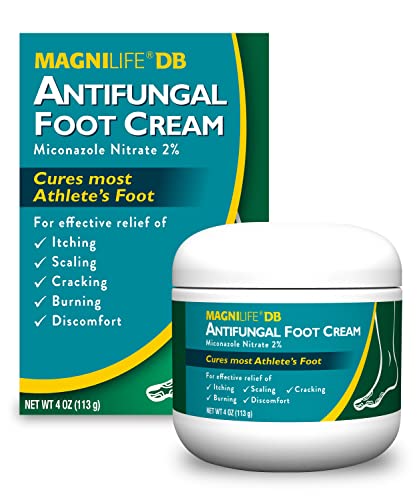 MagniLife DB Antifungal Foot Cream, Soothing Fast-Acting Relief of Itching, Scaling, Cracking, Burning & Discomfort - Natural Moisturizing Anti-Fungal Cream with Miconazole Nitrate 2% - 4 oz