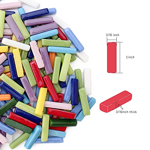 Youway Style Mosaic Tiles For Crafts,228G Mixed Colors Glass Mosaic Supplies Pieces Bulk Linear Shape For Diy Art Crafts And Home Decorations #TOP6