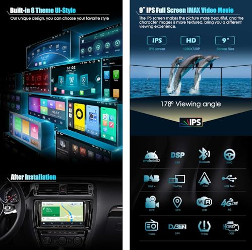 Erisin 9 8-Core 4GB+64GB Android 12 Autoradio GPS...