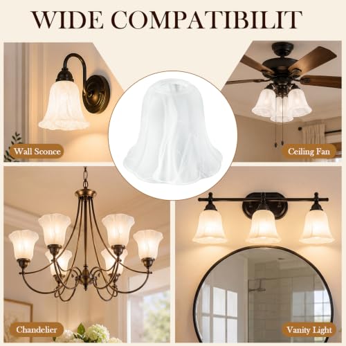 Image of Teenyyou 6 Pcs Marble Flower Bell Shaped Glass Lamp Shade Replacement