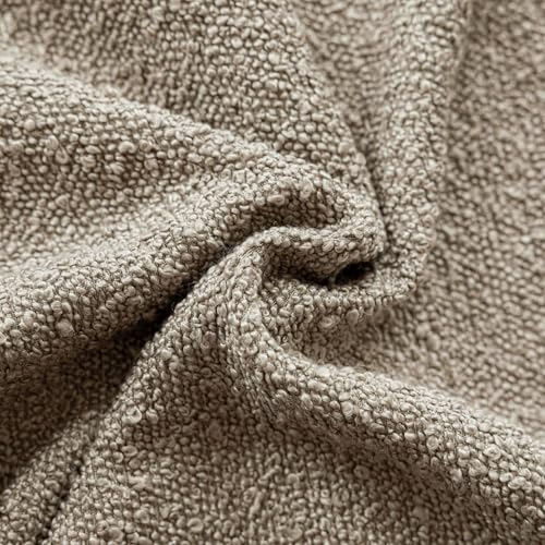 Image of Foindtower Pack of 2, Decorative Textured Boucle Throw Pillow Covers Neutral Accent Solid Pillow Cases Soft Couch Cushion Case for Chair Sofa Bedroom Living Room Home Decor 22x22 Inch Light Khaki Tan