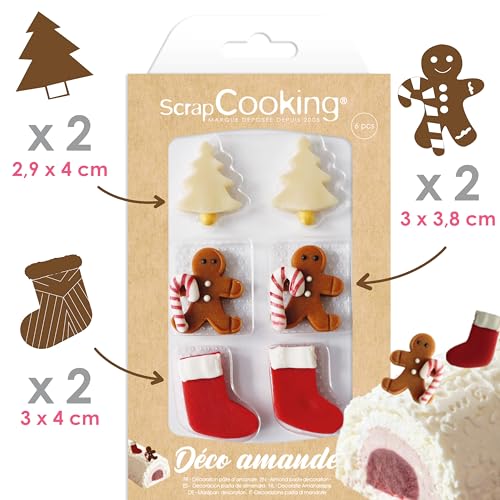 ScrapCooking - Décos en Pâte d’Amande « Sweet Xmas » - Décorations Alimentaires Noël pour Bûches & Gâteaux - Décos Comestible Pâtisseries - Sapin Bonhomme Pain d’Épices - 7609