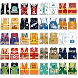 20 Pcs Kids Dress up Vests Set, Community Helper Cosplay Costumes Bulk, Toddlers Role Play Career Clothes for Halloween Pretend Farmers Doctor Fireman Police Nurse Postman