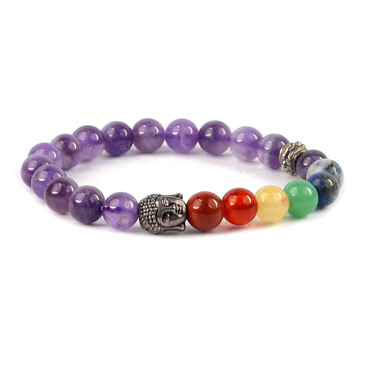 Crystu Natural Amethyst Bracelet 7 Chakra with Buddha Head Crystal Stone Bracelet for Reiki Healing and Crystal Healing Stones (Color : Multi) (B08V8FQP2V) Amazon Price History, Amazon Price Tracker