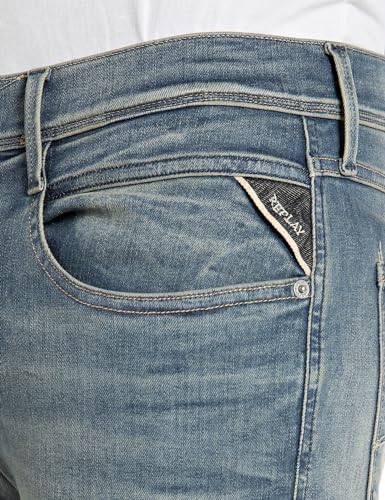Replay Herren Jeans Anbass Slim-Fit Hyperflex mit Stretch, Blau (Medium Blue 009-5), 30W / 32L – Ansicht 6
