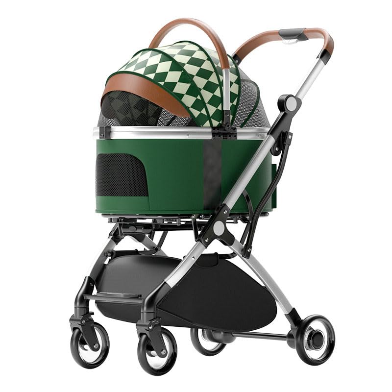 Passeggino 2 in 1 ultraleggero per cani e gatti, pieghevole, in alluminio, 15 kg, con borsa rimovibile e cestino portaoggetti, perfetto per viaggi e uso urbano, colore: nero