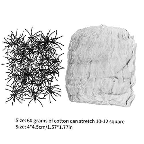LjzlSxMF Halloween benodigdheden, Halloween Stretchable Spider Web Decoratie 60g spinnenwebben met 60 spinnen voor… - Afbeelding 7