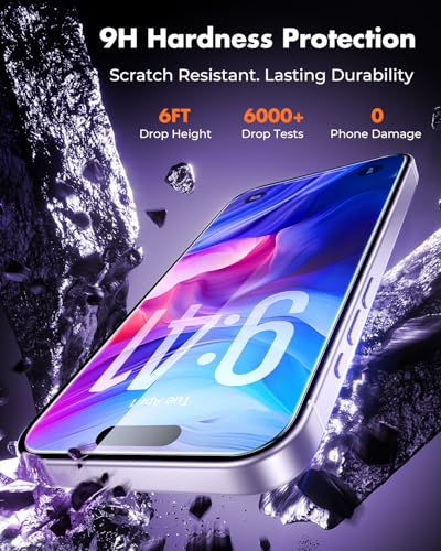 Image of UNBREAKcable 2-Pack Screen Protector for iPhone 17 Tempered Glass | Military Grade Shatterproof, 9H+ Hardness, 99.99% HD Clear, Bubble-Free, Easy Installation Frame, for iPhone 17
