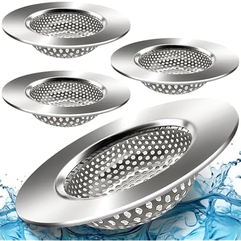 zaa 4 PCS Bathtub Drain Hair Catcher, Premium Stainless Steel Bathroom Sink Drain Strainer, Easy to Install Drain Cover Bathroom Tub for Bathtub, Bathroom, Sink, Silver Cover