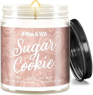 Wax & Wit Christmas Candles Scented – Sugar Cookie Vanilla Buttercream – Fall Candle, Perfect Holiday, Winter, Xmas, Autumn Gifts – 9oz, Soy Wax, 50 Hour Burn