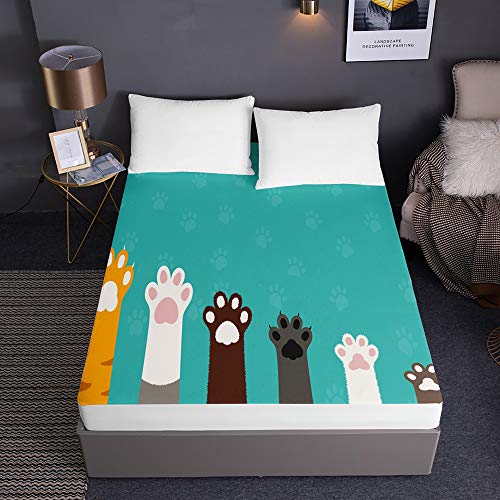 Drap housse microfibre chat antidérapant et infroissable pour matelas épais - 2
