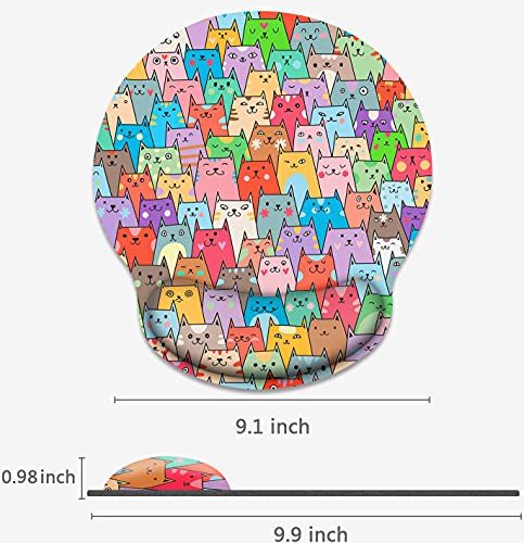 Britimes Ergonomic Mouse Pad With Wrist Support Colorful Cats Non-Slip Rubber Base Mousepad For Home Office Gaming Working Computers Laptop Easy Typing & Pain Relief #TOP2