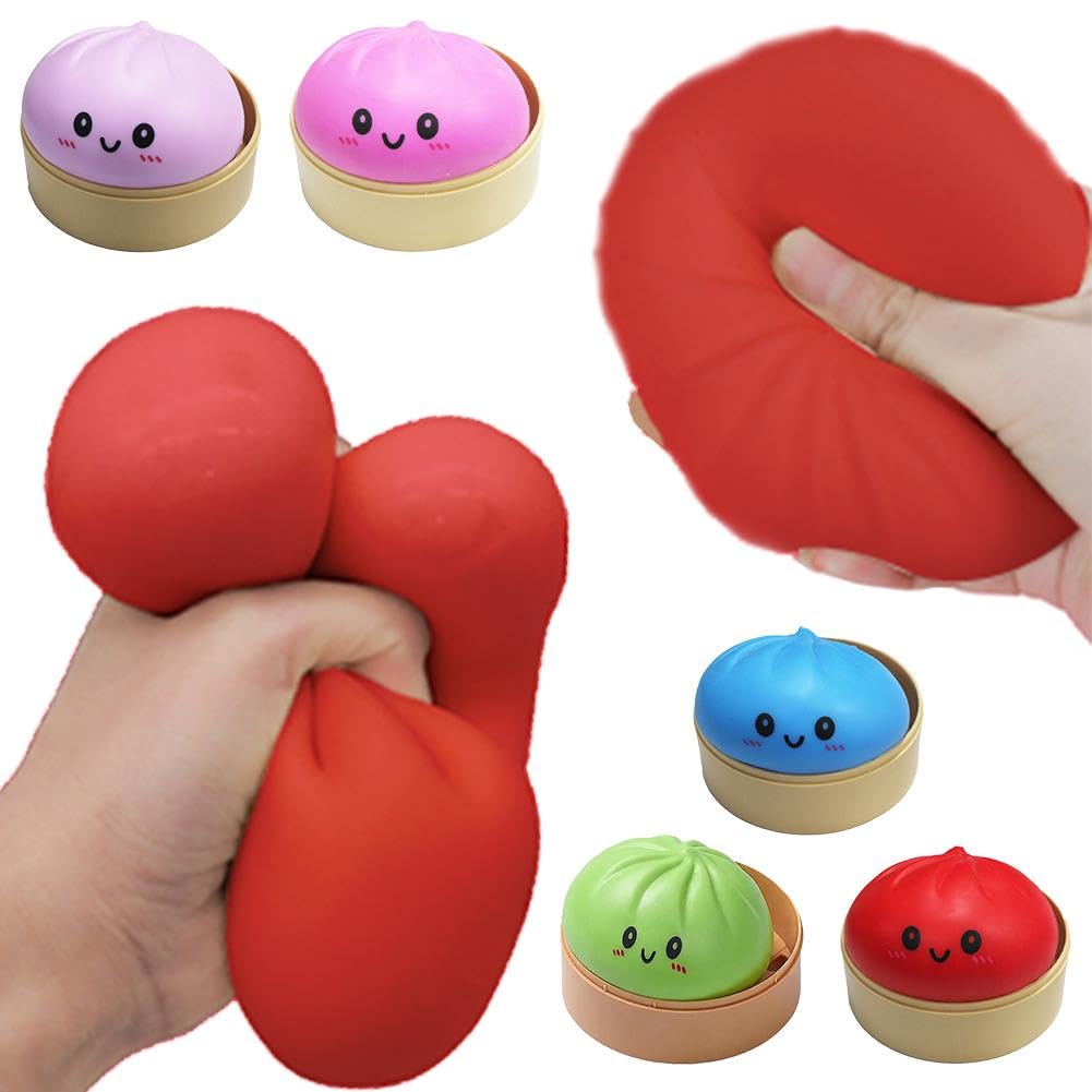 Dumpling Squishies, Glitter Dumpling Mystery Box, Colorful Dumplings Stress Balls Fidget Sensory Toy, Easter Basket Stuffers, Stocking Stuffers with Food Steamer Stretchy Desk Toys — view 6