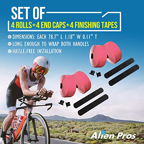 Image of Alien Pros Bike Handlebar Tape PU (Set of 2) Black Red White Pink Blue - Enhance Your Bike Grip with These Bicycle Handle bar Tape - Wrap Your Bike for an Awesome Comfortable Ride