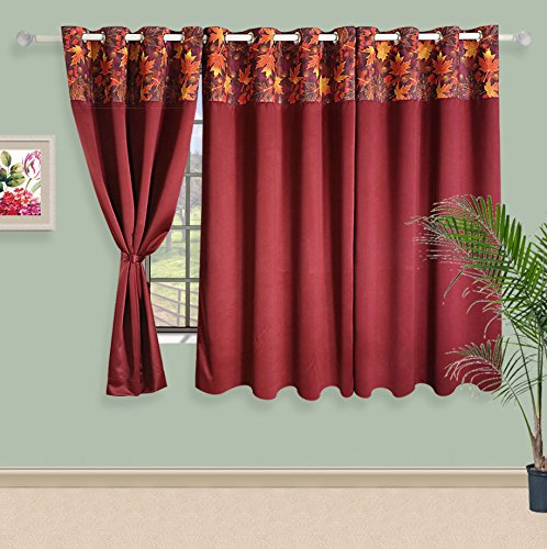 Image of Swayam 100% Blackout Polyester Window Curtain for Living Room & Bedroom | 5 Feet | Room Darkening Curtain with Eyelets | Pack of 1 | Solid Design - Maroon