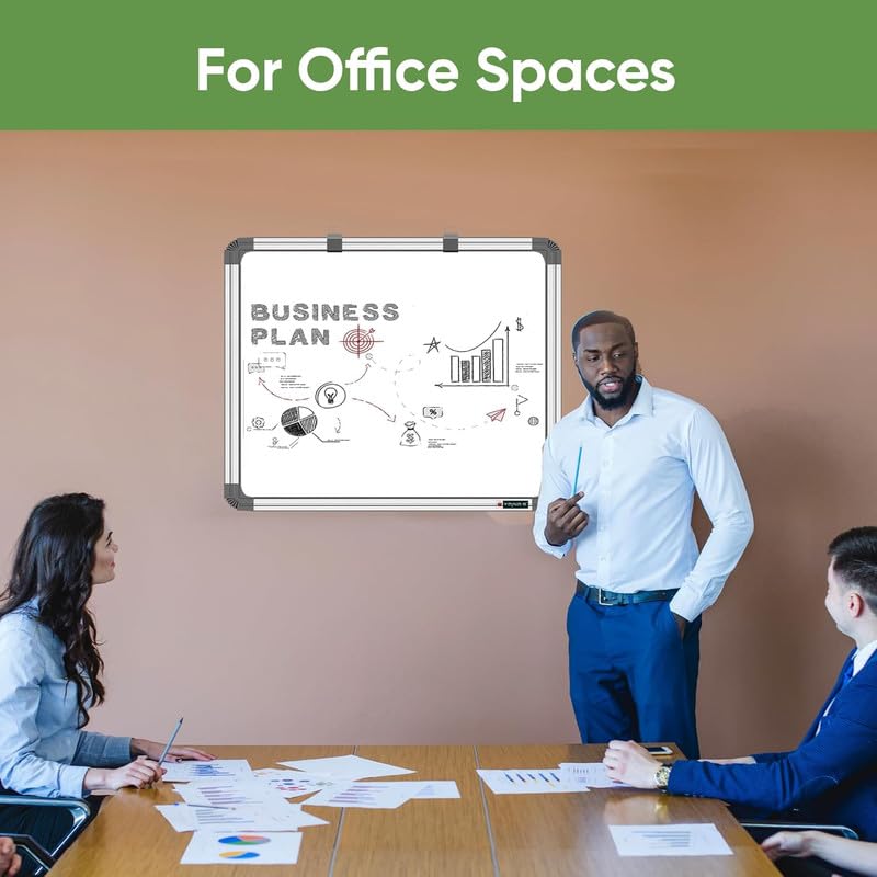 Image of 2x2 Feet Non-Magnetic White Board for Kids, Home & Kitchen with Heavy-Duty Aluminium Frame, Scratch-Proof & Corrosion-Proof Surface Whiteboard, Size - 60x60 cm /24x24 Inch