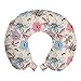 ABAKUHAUS Floral Cojín de Viaje para Soporte de Cuello, Lily y Amapolas Boceto, Cómoda y Práctica Funda Removible Lavable, 30x30 cm, Multicolor