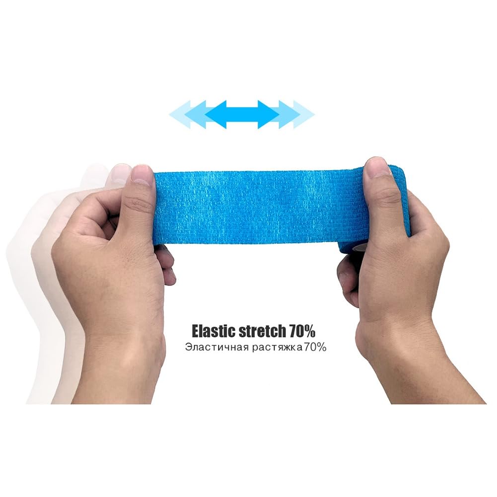Nastro Avvolgente per Elastiche Autoadesive Sportive Blu per Cuscinetti di Supporto per Ginocchia, Caviglie,