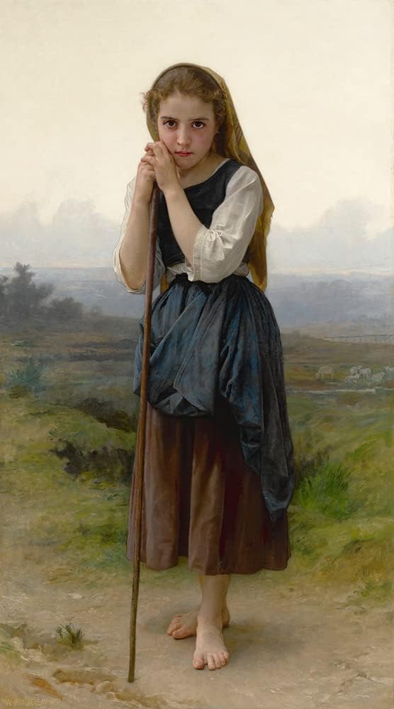 ArtDirect Small Shepherdess (1891) 8x14 UnFramed Museum Art Print Poster Ready for Framing by William Bouguereau (French, 1825-1905)