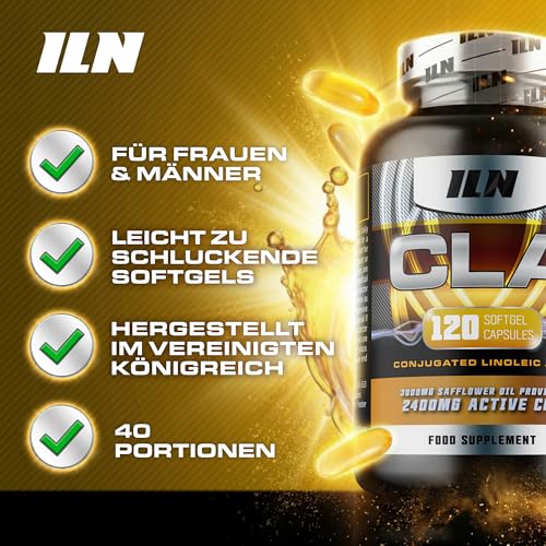 CLA Kapseln - 3000 mg Portion, 2400 mg aktives CLA - mit Chrom für normalen Makronährstoffstoffwechsel - 120 Softgels