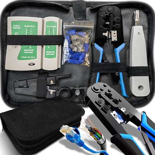 Retoo Strumenti Kit di Rete 4 in 1 Crimpatrice ethernet Professionali Pinza Crimpatrice rj45 Manutenzione del Computer Kit LAN Tester del CavoStrumenti di Riparazione