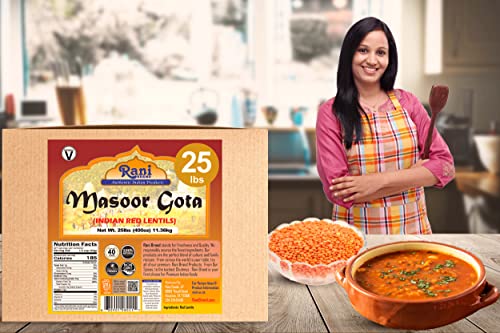 Image of Rani Masoor Gota (Football) Indian Red Lentils Skinless 400oz (25lbs) 11.36kg Bulk Box ~ All Natural | Gluten Friendly | NON-GMO | Kosher | Vegan | Indian Origin