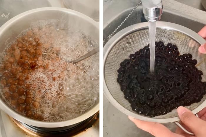 EasyCookAsia Perles de tapioca | Perles de Boba | 4 x 200g | De véritables perles fraîches de tapioca Boba de Taïwan pour ton Bubble Tea parfait