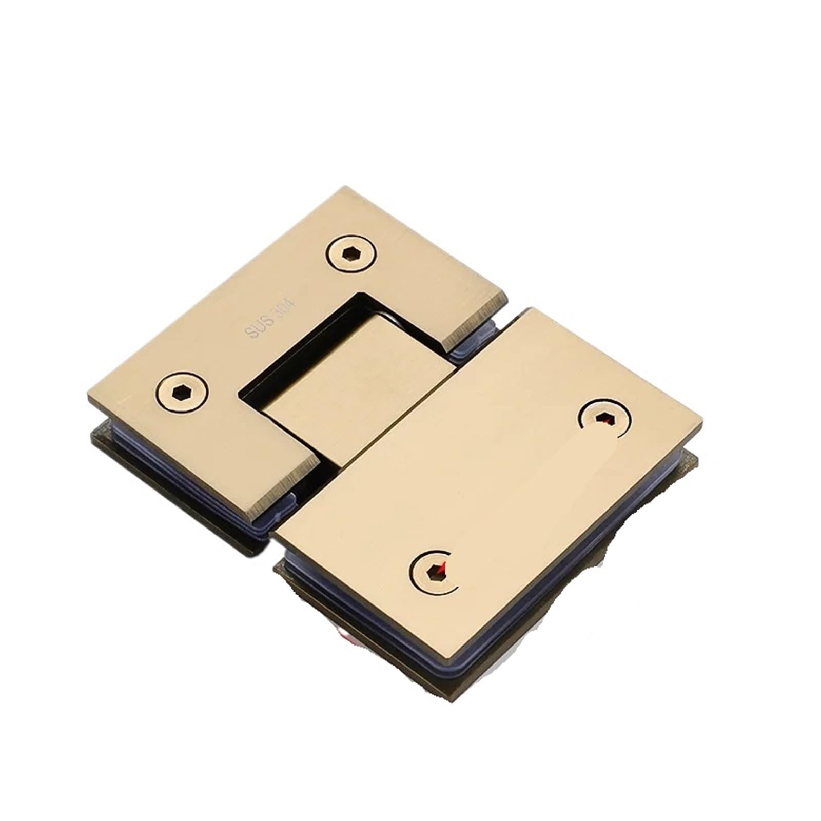 Kdhcvkz 135 Degree X2 2Pcs Brushed Gold Color Glass Door Clip Clamp Door Hinge Double 90 Degrees(135 Degree X2)