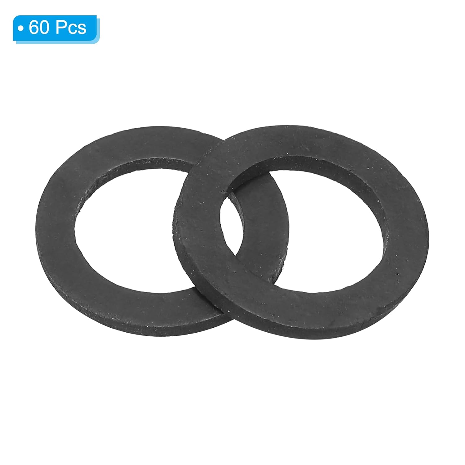 PATIKIL M16 Rubber Flat Washer, 60 Pack 16mm ID 24mm OD 2mm Thick Sealing Spacer Gasket Ring for Faucet Pipe Water Hose Fastener Bolt, Black