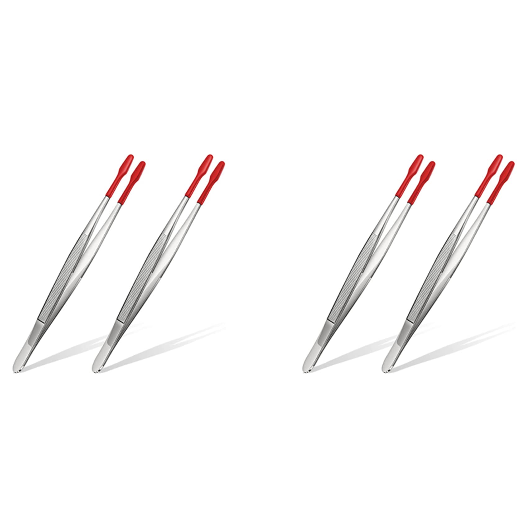Jnchdghwa Red&Silver 4 Pieces Of Rubber Tip Tweezers Pvc Silicone Tweezers Laboratory Industrial Hobby Craft Tweezers Tool-Red