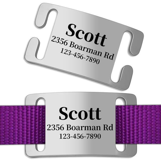 Personalised Dog Tag Engraved Name Tag ID Tag - Custom Identity Tags for Dogs and Cats - Slide on Collar Dog Tag Stainless Steel Pet Tags Personalised Multiple Colors & Designs