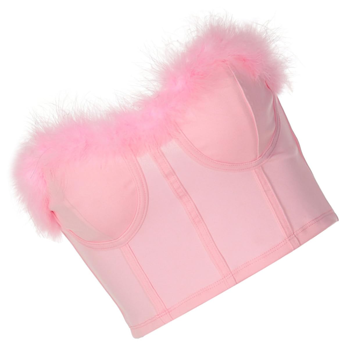 GALPADA 3 Piezas De Piel Interior Del Pecho Tiras Tanque Fuzzy Crop Tube Top Bandeau Chaleco Tanque Bustier Backless Crop Tube Mujer Túnica Top Rosa Fuzzy Top Mujer Spandex Camisa Corsé