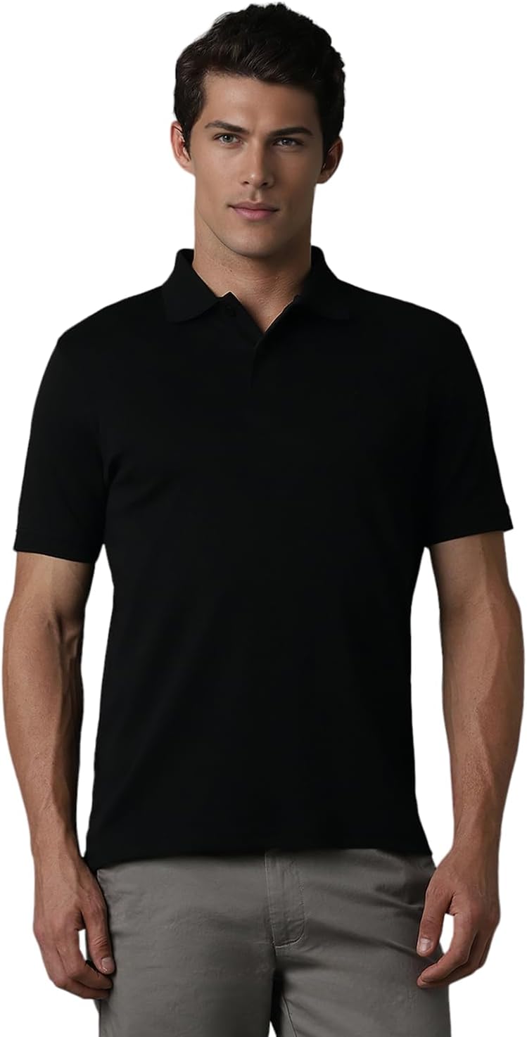Louis Philippe Men's Cotton Regular Fit Solid with Softer Finish Better Lusture & Durable T-Shirt